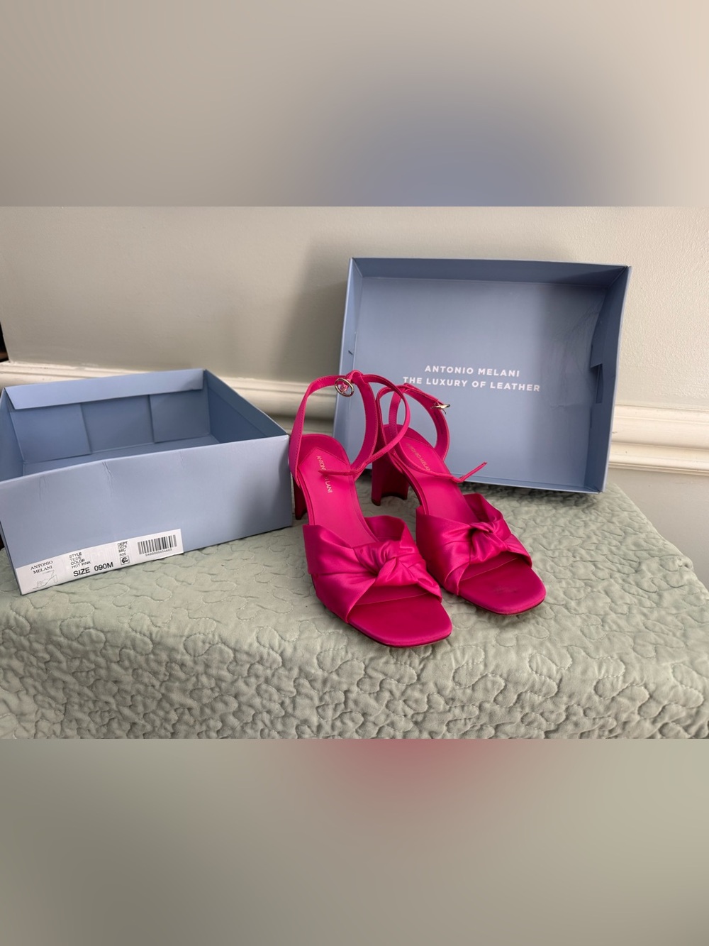 ANTONIO MELANI Fuchsia Satin Knot Slingback Heels
